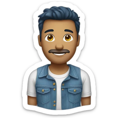 Un homme tres grand avec un jeans et un t-shirt bleu sticker