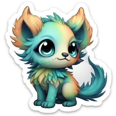 cute Kawaii edgy ethereal shy epic fantasy animal fursona Fionbri creature by griffsnuff & LiLaiRa & Falvie with exotic colors full body sticker