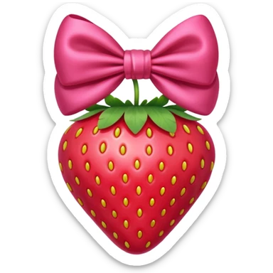A strawberry with a bow   pink no face sticker
