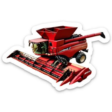 Case IH Axial-Flow 8250 (2022) – Cinematic-realistic Case IH Axial-Flow 8250 harvester, its deep red body towering over endless wheat fields. The massive cutting header slices through golden crops, sending a steady stream of grain into the bin as dust and chaff swirl in the afternoon sun. sticker