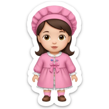 brunette baby girl traditional pink dutch clothes sticker