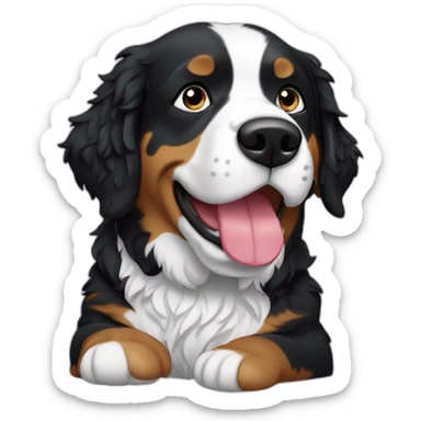 Berner sennen dog holding a plushie in his mouth sticker