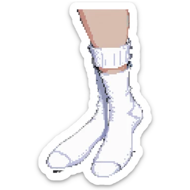 pixel art of two feet in white socks viewed from the bottom showing soles sticker