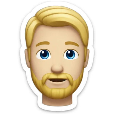 Man with blond hair and blue eye, short hair and a soft beard sticker
