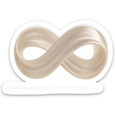 Create a 3D Mobius strip with a silky, lustrous fabric texture, smooth flowing folds, and a subtle sheen. The shape should clearly show the Mobius strip's single surface and twist. Use a soft, elegant color and realistic lighting. Preserve the transparent background. sticker