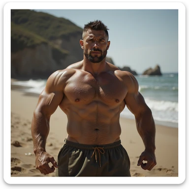 hyperrealistic 4K image of a strong, energetic, powerful man, giving the impression of being strong enough to support his family like a pillar, vertical 9:16 format sticker