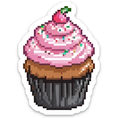 cupcake with pink icing and sprinkles sticker
