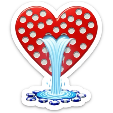 heart shaped watterfall with casino chips sticker