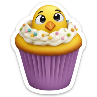 beautifully decorated cute Easter chick cupcake sticker