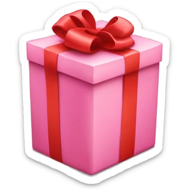 Pink present with a red bow sticker