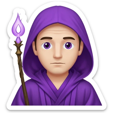 mystical man in purple robes one white eye sticker