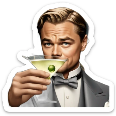 Leonardo DiCaprio in the movie The Great Gatsby with a glass of martini sticker