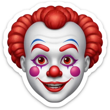 red glitter clown with the neutre facial expression sticker