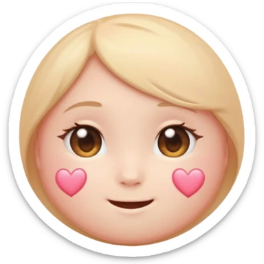 “Soft pastel cute round emoji, gentle blush, shy sparkling eyes looking down, small trembling smile, tiny hidden heart, subtle glow, warm romantic vibe, glossy, adorable, high-quality.” sticker