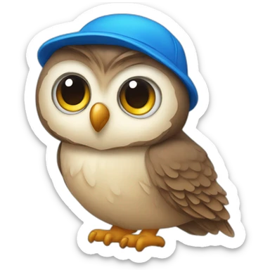 an owl wearing a blue cap sticker