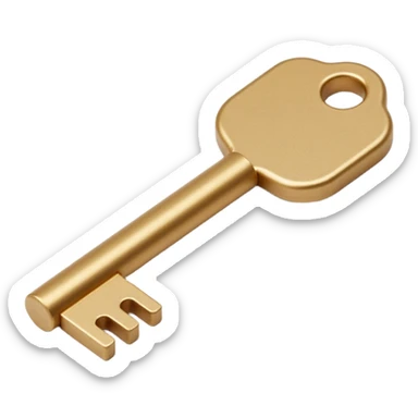 realistic metallic key, skeuomorphism style sticker