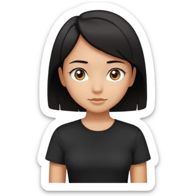 a pretty bratz girl with straight black short hair wearing a black tshirt , tan girl. waist up sticker