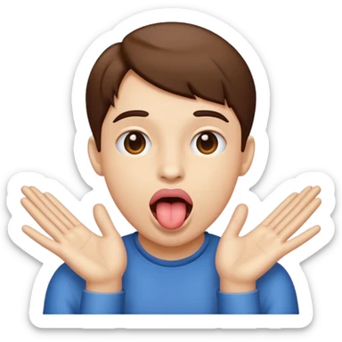 Tongue out with hands like opening  sticker