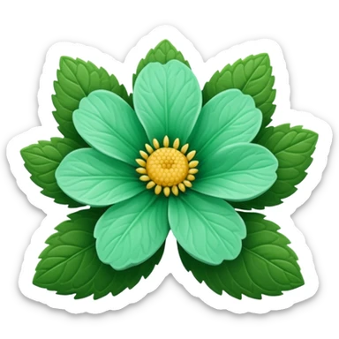 Mint and dark green flower sticker