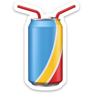 drink can blue red yellow Surfside single straw sticker