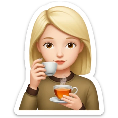 drinking tea looking phone sticker