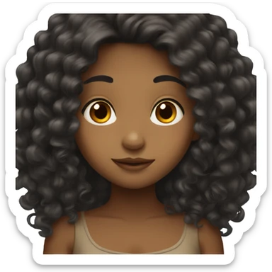 Short girl with long curly black hair and brown eyes sticker