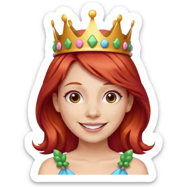 red hair woman wearing a candy crown sticker