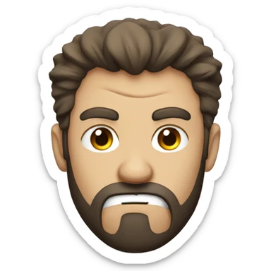 very angry male head with a beard and scruffy brown hair  sticker