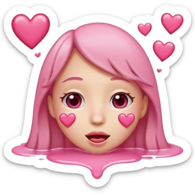 
A drooling, love-struck face emoji with floating pink hearts sticker