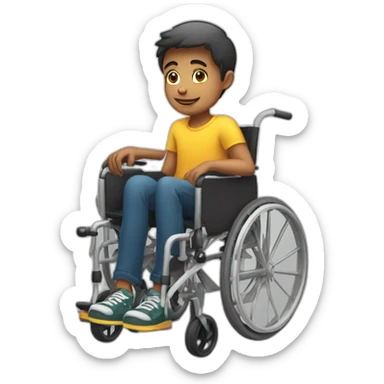 boy on wheelchair next to car sticker