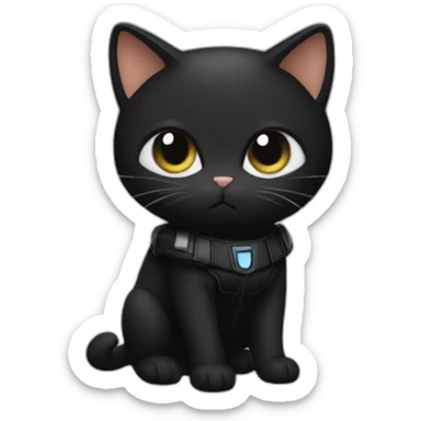 cat in black widow suit sticker