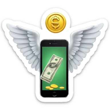 phone with money with wings sticker