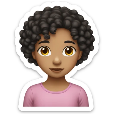 Spanish little girl, light skin with black curly hair sticker