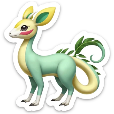 Tropical Exotic Meloetta-Leavanny-Gallade-Ampharos-Inteleon-Nidoqueen-Fakémon-Pokémon-hybrid-fusion-creature, full body sticker