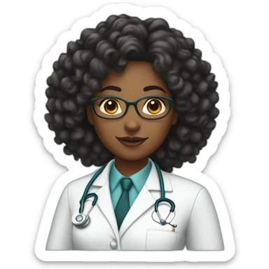 black woman doctor curly hair sticker