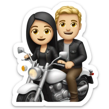 White couple on motorcycle sticker