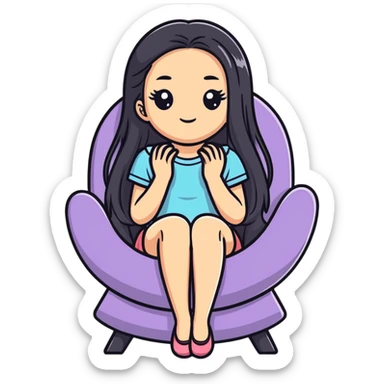Girl sitting on a huge fake eyelash liek sitting on it like a chair  sticker