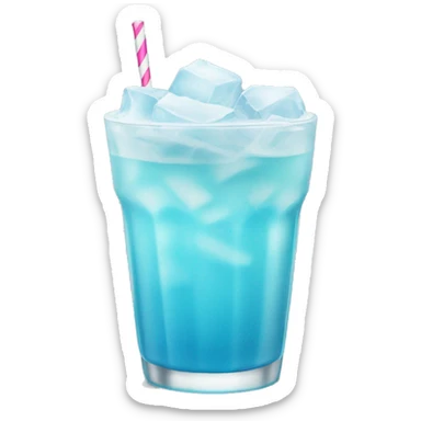 pastel blue drink with lots of ice and frosted glass sticker