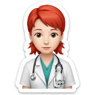 doctor with red hairclips sticker