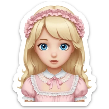 blonde and blue eyed girl with light pink dress lolita sticker