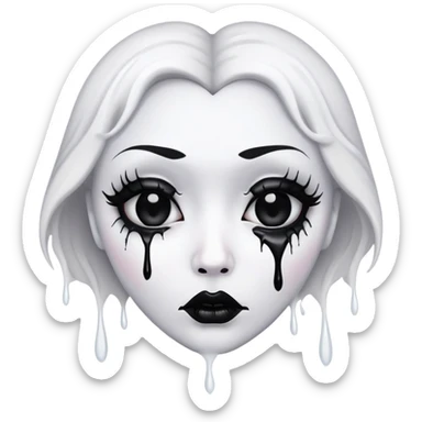 White heart with full makeup creepy face sticker