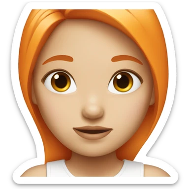 A girl has white skin, orange and straight hair.   sticker