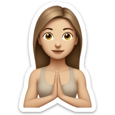 White Girl with brown hair doing yoga in beige tones  sticker
