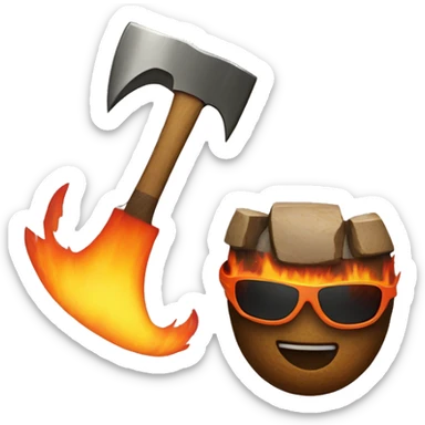 Axe on fire with sunglasses  sticker