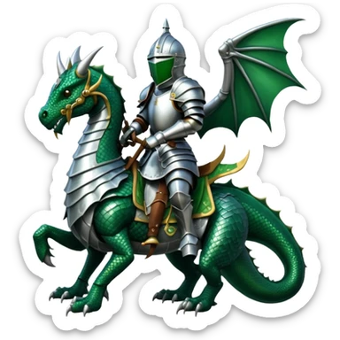 Dragon rider: a knight mounted on a dragon sticker