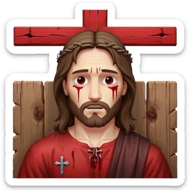 Hazme un emoji con jesuscristo en la cruz como real con el cuerpo en la cruz y la cruz entera sticker