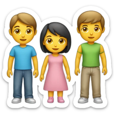 Familia 4 personas niña niño sticker