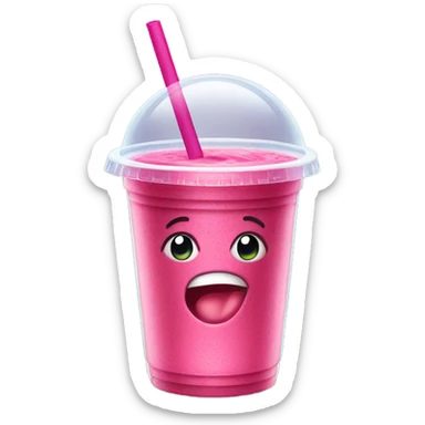 Dark pink smoothie in a domed clear plastic cup sticker