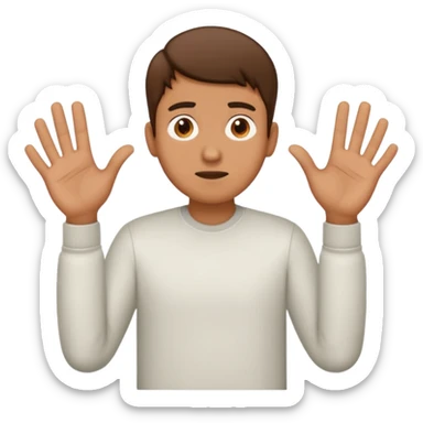 Confused guy with a 6 above his left hand and a 7 above his right hand sticker