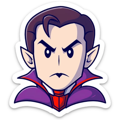 Dracula with slicked back hair and vampire cape sticker